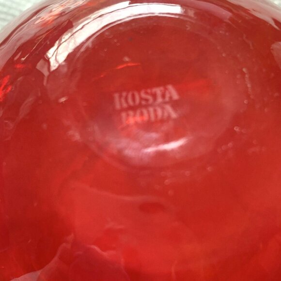 Kosta Boda Atoll Bowl Paperweight Anna Ehrner Red Swirl Art Glass Sweden - Picture 4 of 12